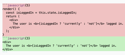 a Git diff of some React code getting shorter